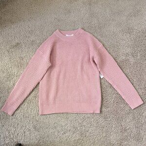 Pink Waffle Stitch Sweater